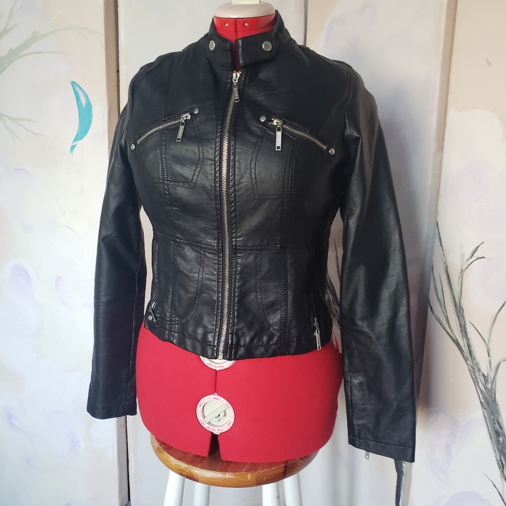 Moto faux leather jacket
